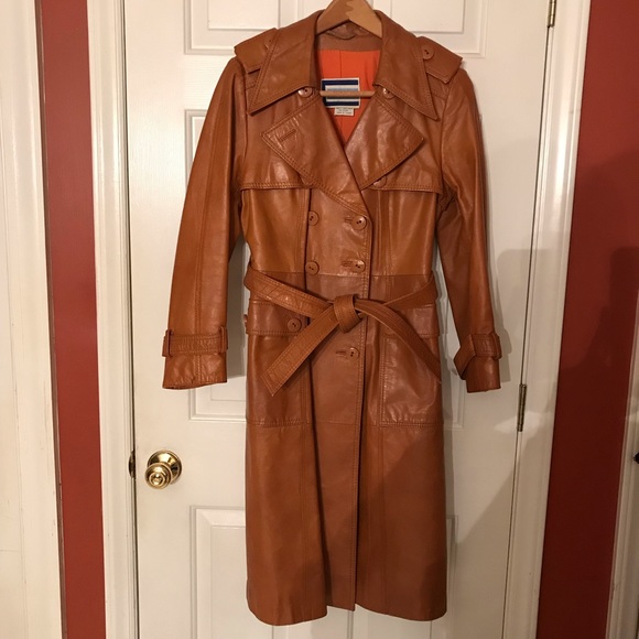 Vintage 97s Butterscotch Leather Trench 